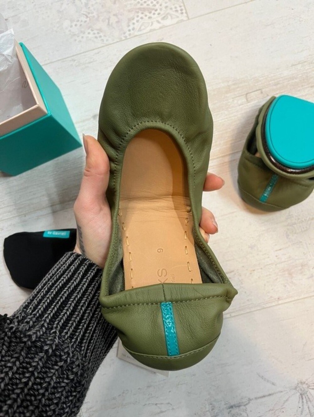 Tieks by Gavrieli Leather Foldable Ballet Flats Olive Green Size 11